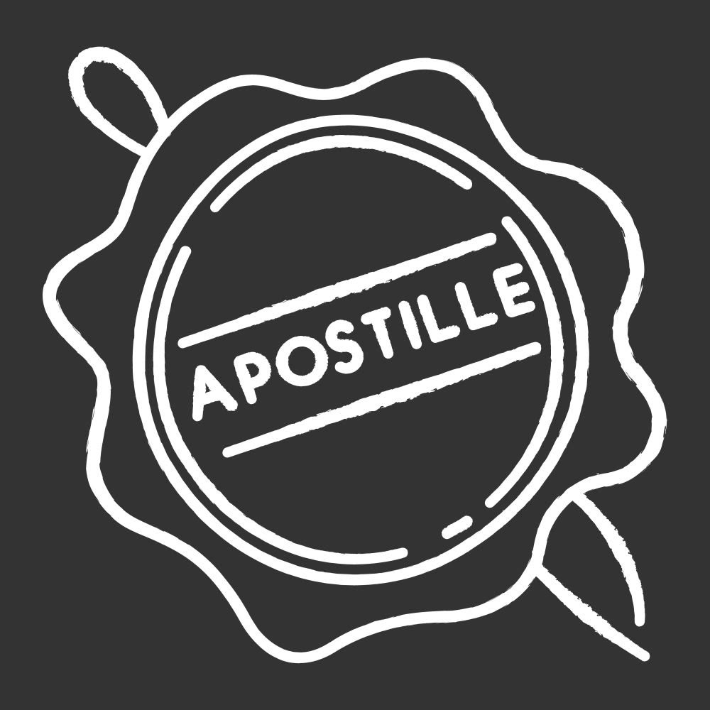 APOSTILLE 글자가 새겨진 봉인 인장 그림으로, 졸업증명서에 붙는 협약 인증서를 상징적으로 나타낸 이미지입니다.